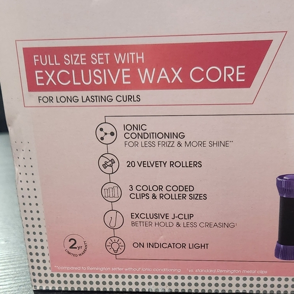 REMINGTON Full Size Set 20- lonic Hot Curlers Wax Core - New open box - Picture 5 of 6